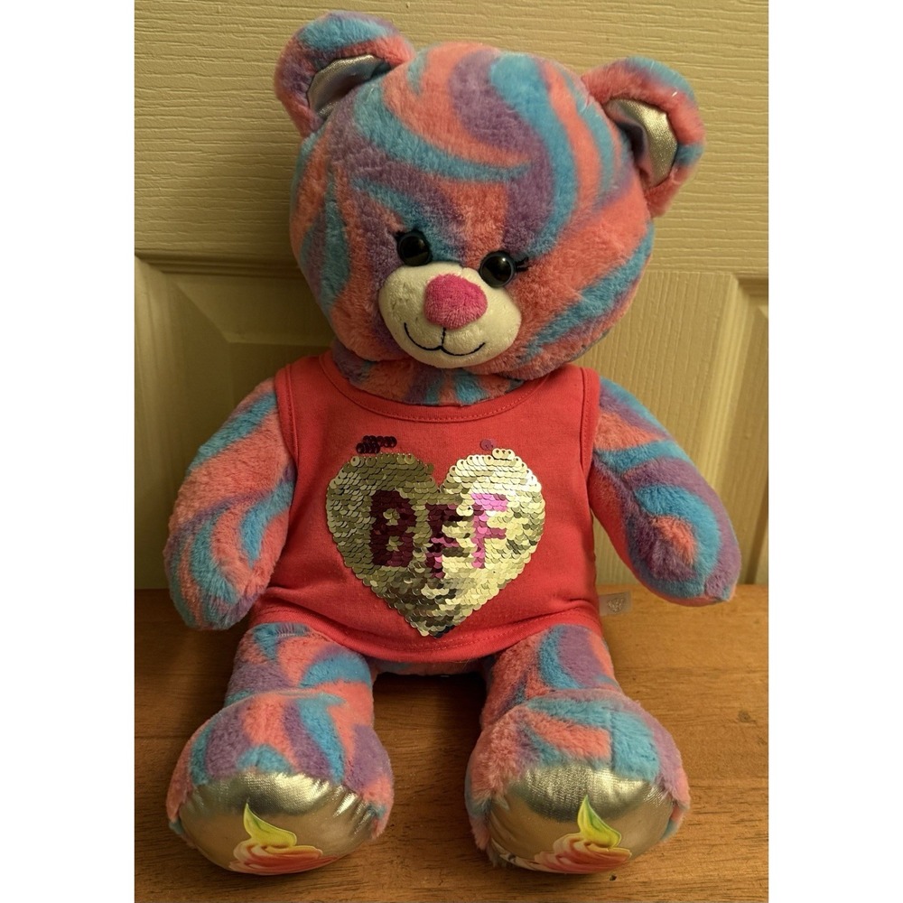 BUILD-A-BEAR Pink/Blue Sweet Swirls Ice Cream Plush Teddy Bear Stuffed Animal - Picture 2 of 7